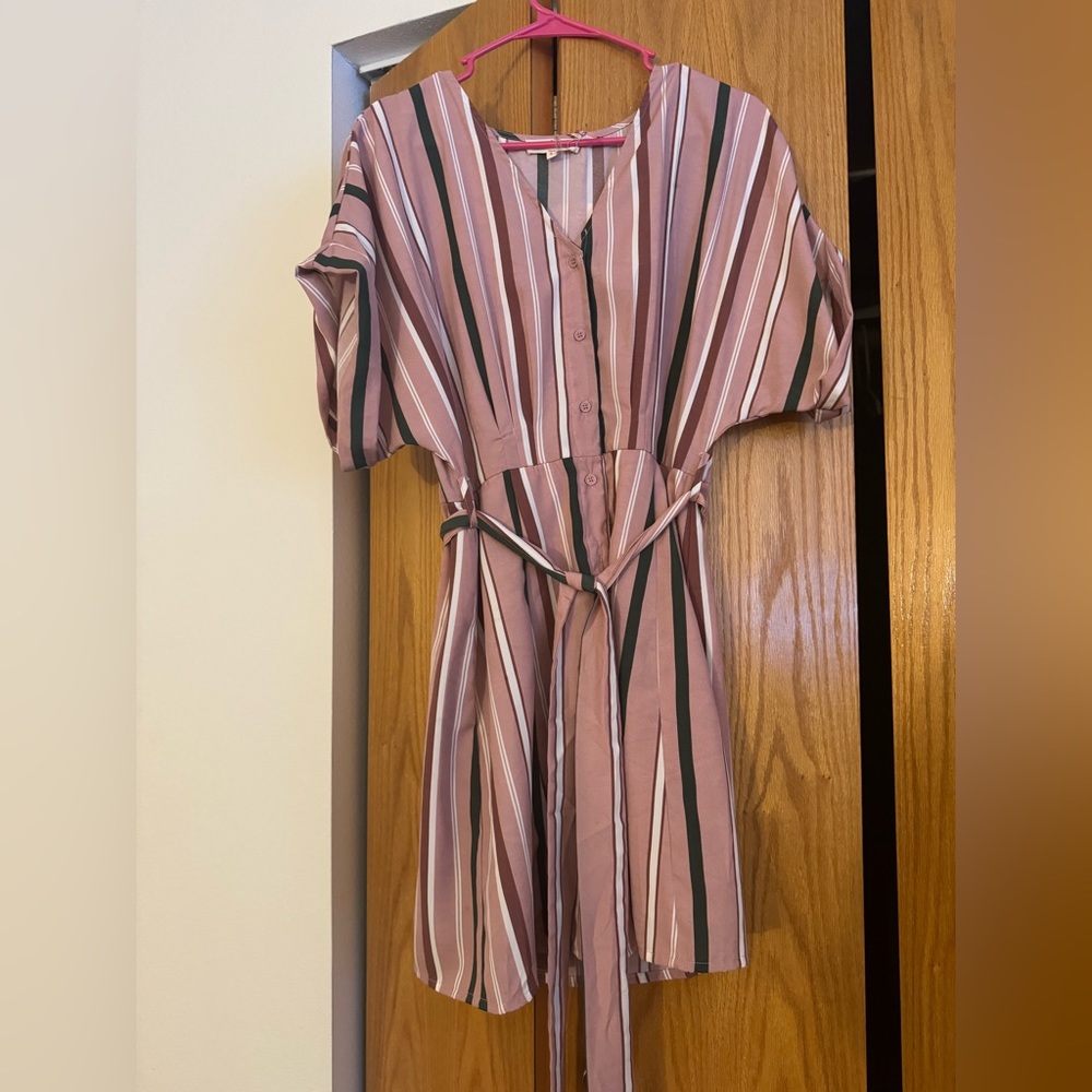 Striped button-up dress